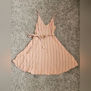 Pink and Gold Stripes Fit and Flare Dress